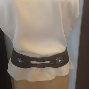 GARUGLIERI LEATHER BELT W/ MEDALLIONS